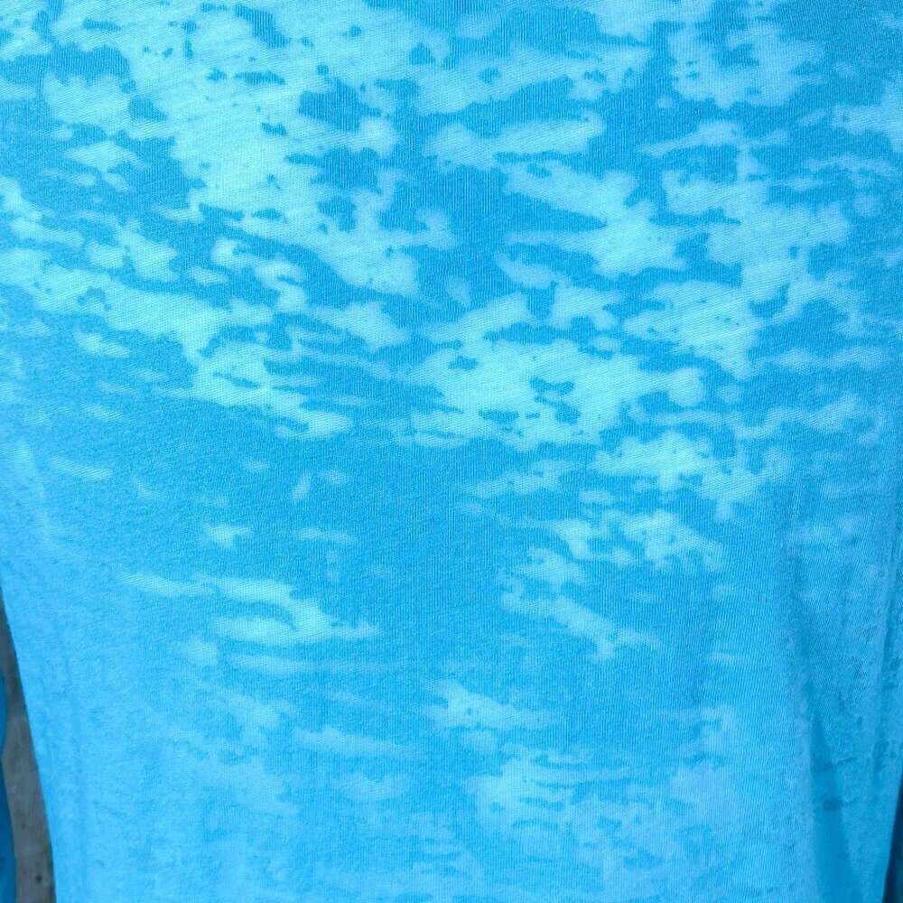 Roxy Burnout Tee | 3/4 Sleeve | Aqua Blue | Medium | Scoop Neck Top | Women's - Picture 10 of 13